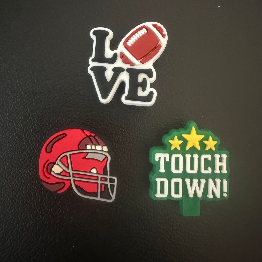 Bogg Bag Bits, Charms, Accessories Set of 3 Football, New No Tags